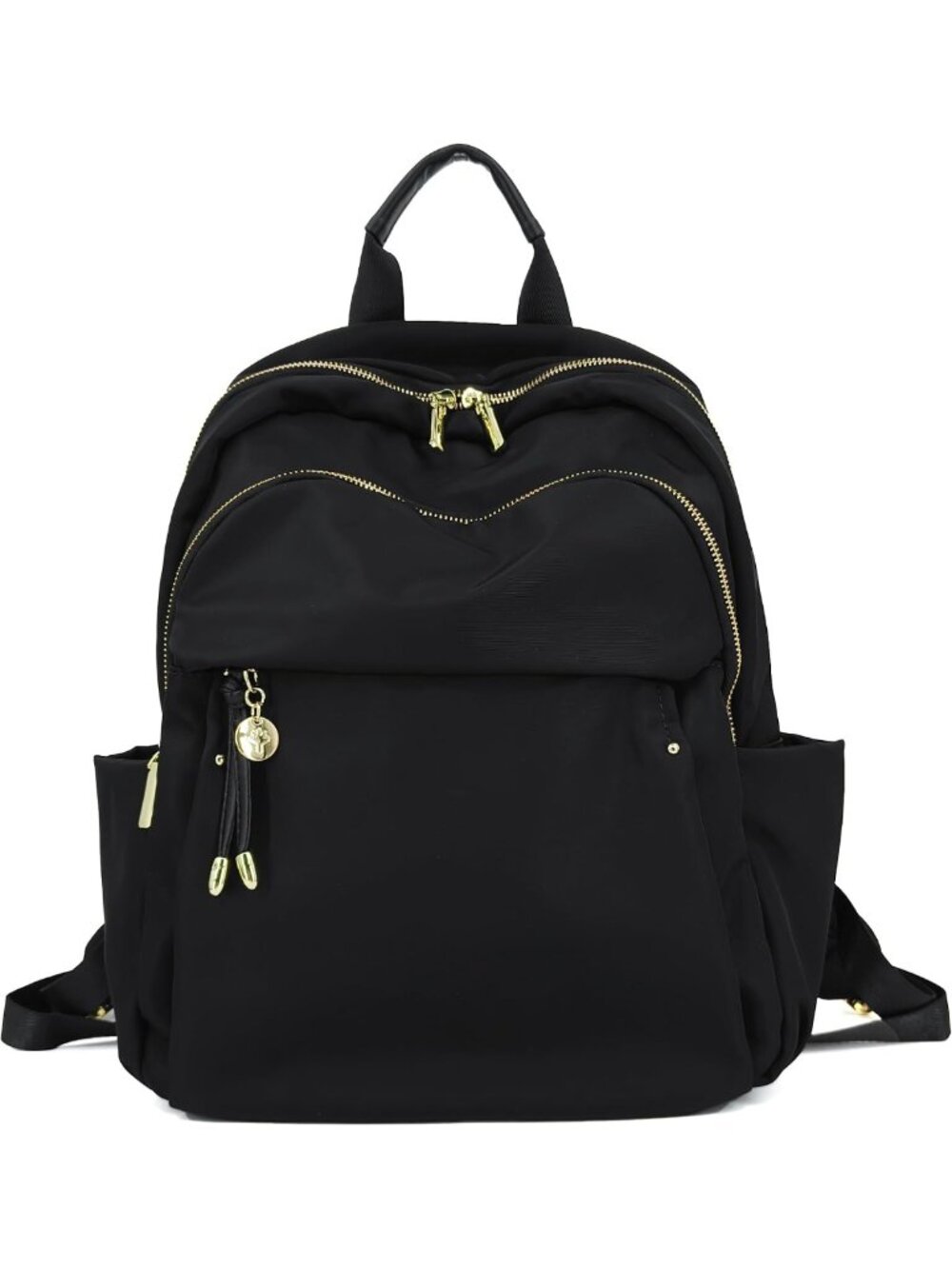 Stylish Nylon Backpack Purse for Women, Chic Daypack with Gold Accents